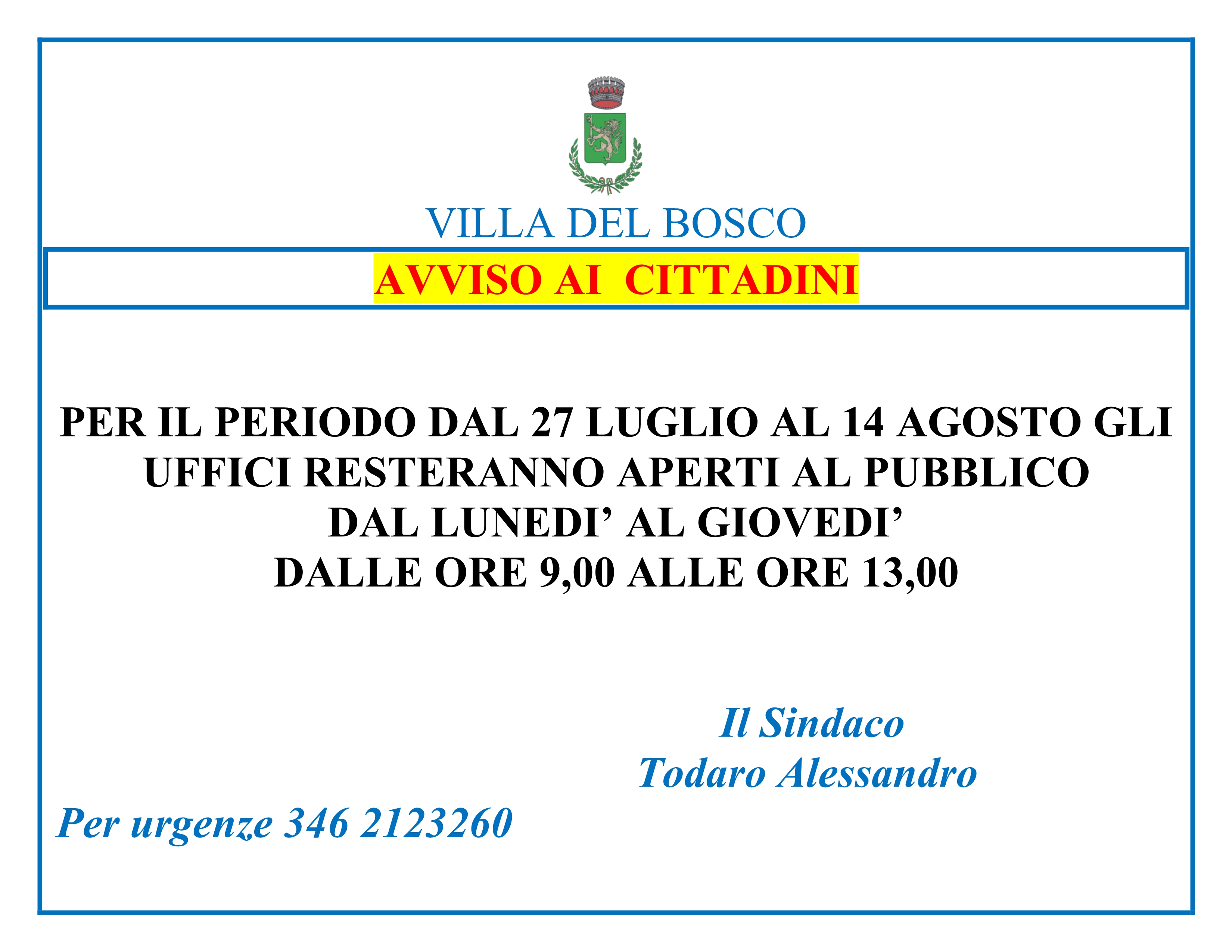 Apertura uffici